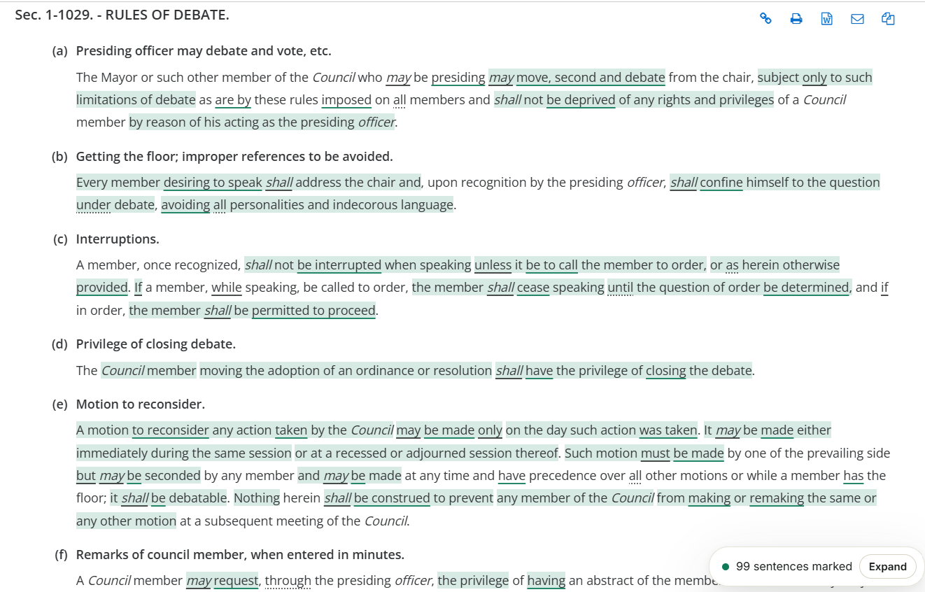 InterStand web page analysis in Chrome: key sentences and their trunks underlined across an entire web page